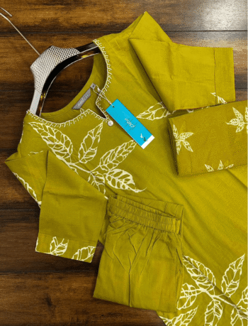 3526 - Cotton Kurti with Pant and Dupatta