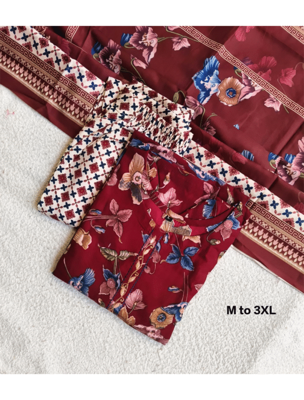 3821 - Kurti with Pant and Dupatta 3PC