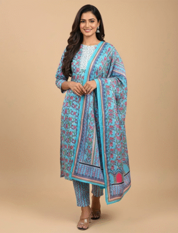 3677 - Kurti with Pant and Dupatta 3PC