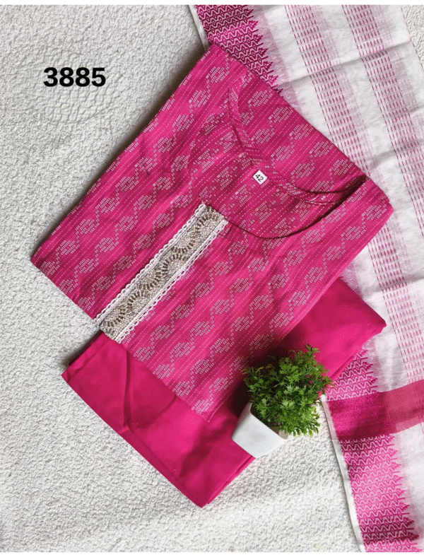 3885- Cotton 3pc Kurta Set
