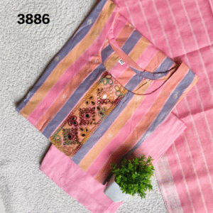 3886- Cotton 3pc Kurta Set