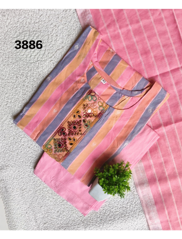 3886- Cotton 3pc Kurta Set