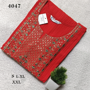 4047 - Popcorn Embroidery work Kurtis