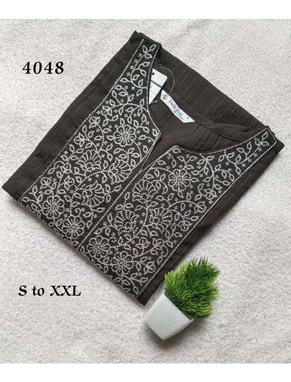 4048 - Popcorn Embroidery work Kurtis