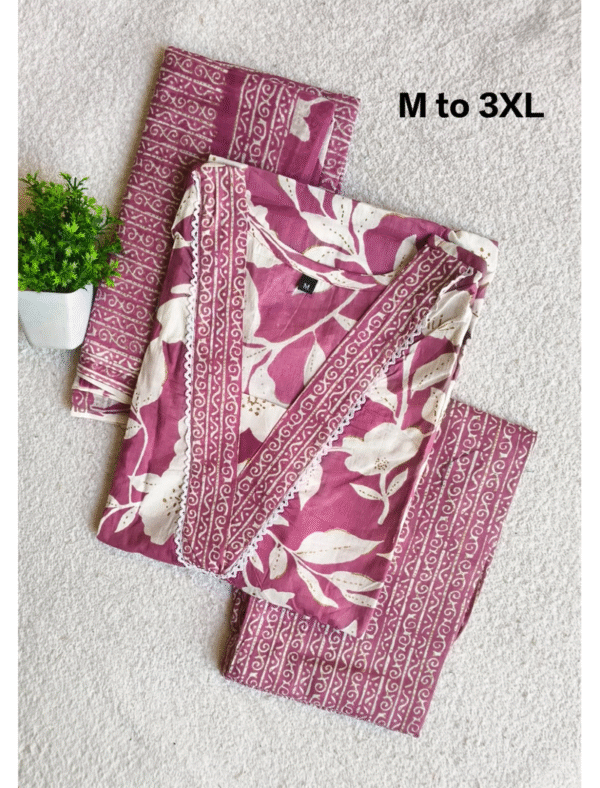 3966 - Cotton Kurti Set 3PC