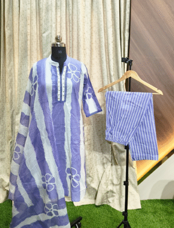 4592 - Cotton Umbrella Kurti Set 3PC