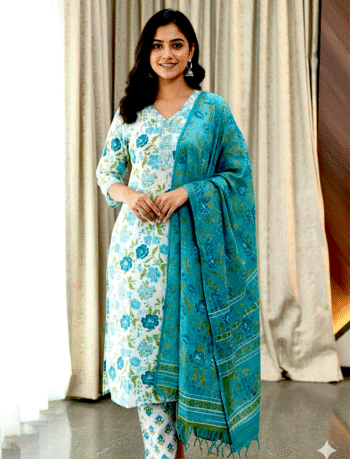 4593 - Kurti with Pant and Dupatta 3PC