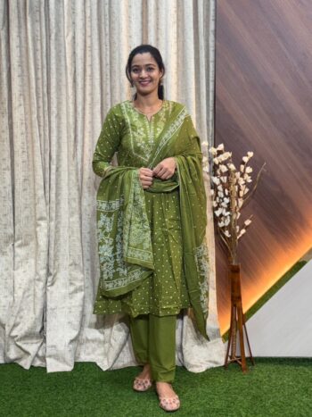 4589 - Cotton Umbrella Kurti Set 3PC