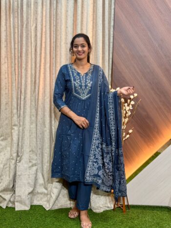 4588 - Cotton Umbrella Kurti Set 3PC