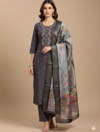 4686- Kurti with Pant and Dupatta 3PC