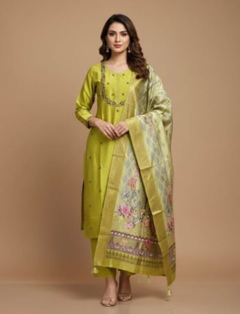 4682- Kurti with Pant and Dupatta 3PC