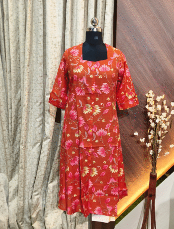 4836-  vatican silk A line  kurtis