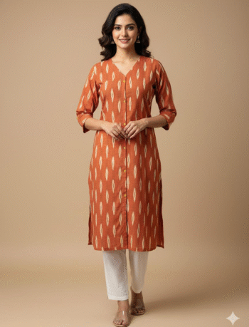 4848-  Ikkat A line  Kurtis