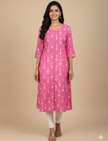 4856- Ikkat A line  Kurtis