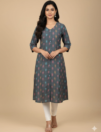 4858-  Ikkat A line  Kurtis