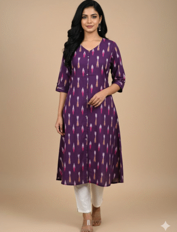 4859-  Ikkat A line  Kurtis