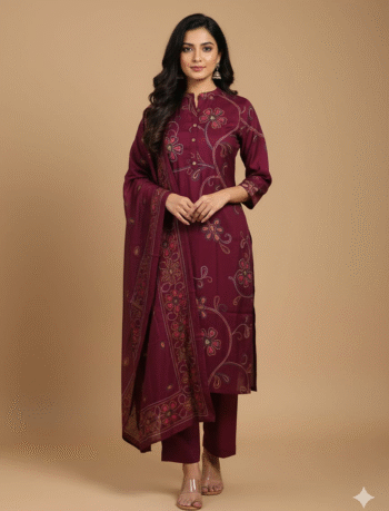 4871- Kurti with Pant and Dupatta 3PC