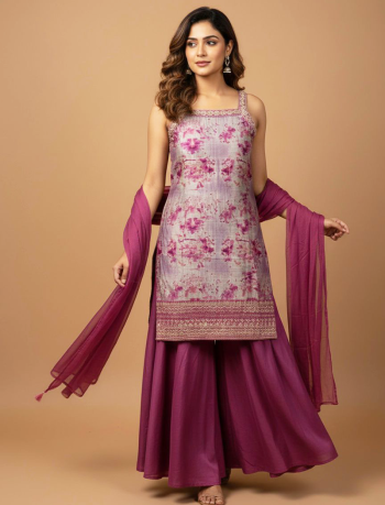 6484 -Premium vertican silk kurti pant & Dupatta