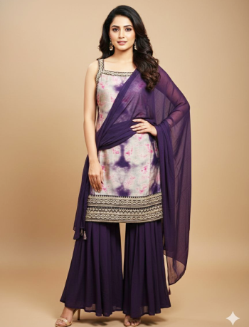 6486 -Premium vertican silk kurti pant & Dupatta