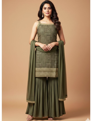 6487 -Premium vertican silk kurti pant & Dupatta