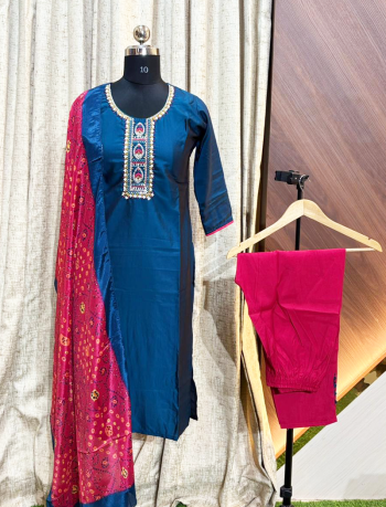 6493  - Kurti with Pant and Dupatta 3PC