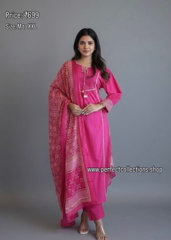 7166 - Cotton Umbrella Kurti Set 3PC Copy Copy