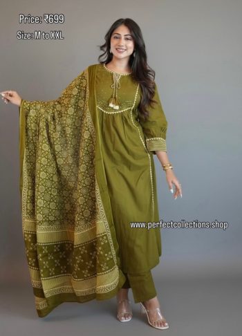 7167 - Cotton Umbrella Kurti Set 3PC Copy Copy Copy