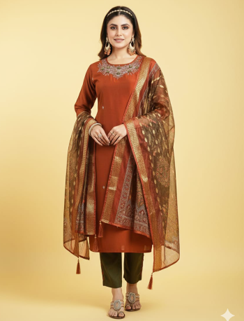 7017 - Kurti with Pant and Dupatta 3PC