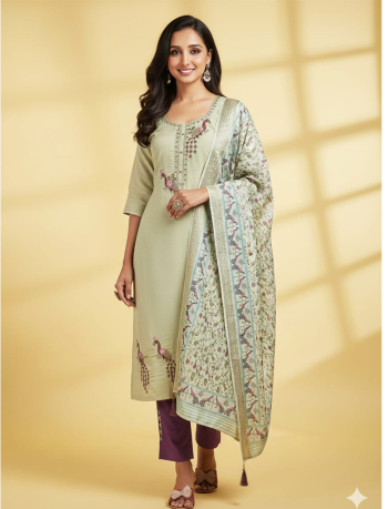 7094 - Kurti with Pant and Dupatta 3PC