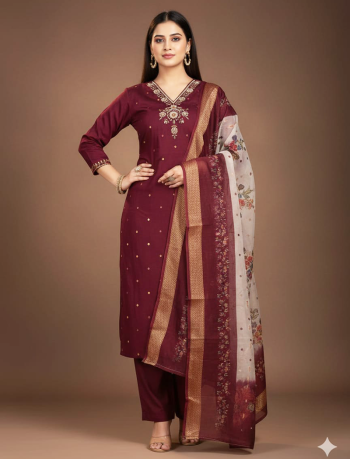 7163 - Kurti with Pant and Dupatta 3PC