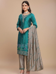 7181 - Kurti with Pant and Dupatta 3PC   (Rama Blue)